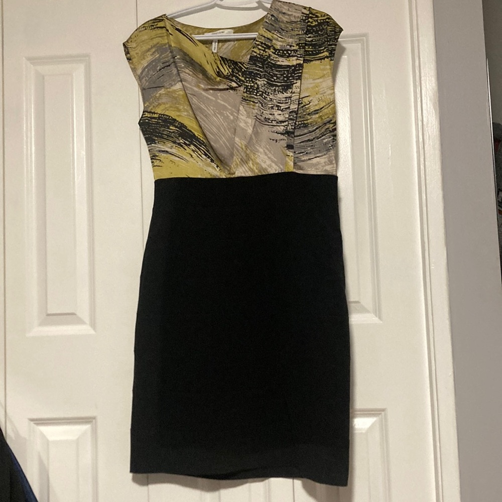 Maxandcleo black bottom top gold and silver dress zippers at side